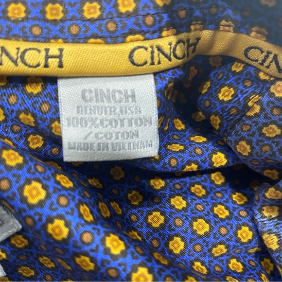 Cinch Geometric Square Print Western Cowboy Button Down Shirt Men’s Size Medium - Picture 4 of 5